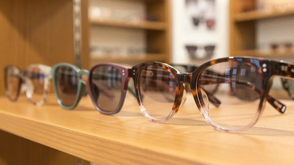 Présentoir montures créateurs acétate colorées boutique opticien indépendant